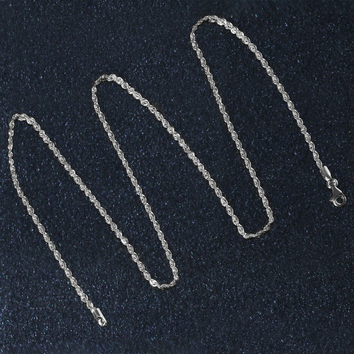 14K White Gold Solid Diamond Cut Rope Chain Necklace (1.80 mm)