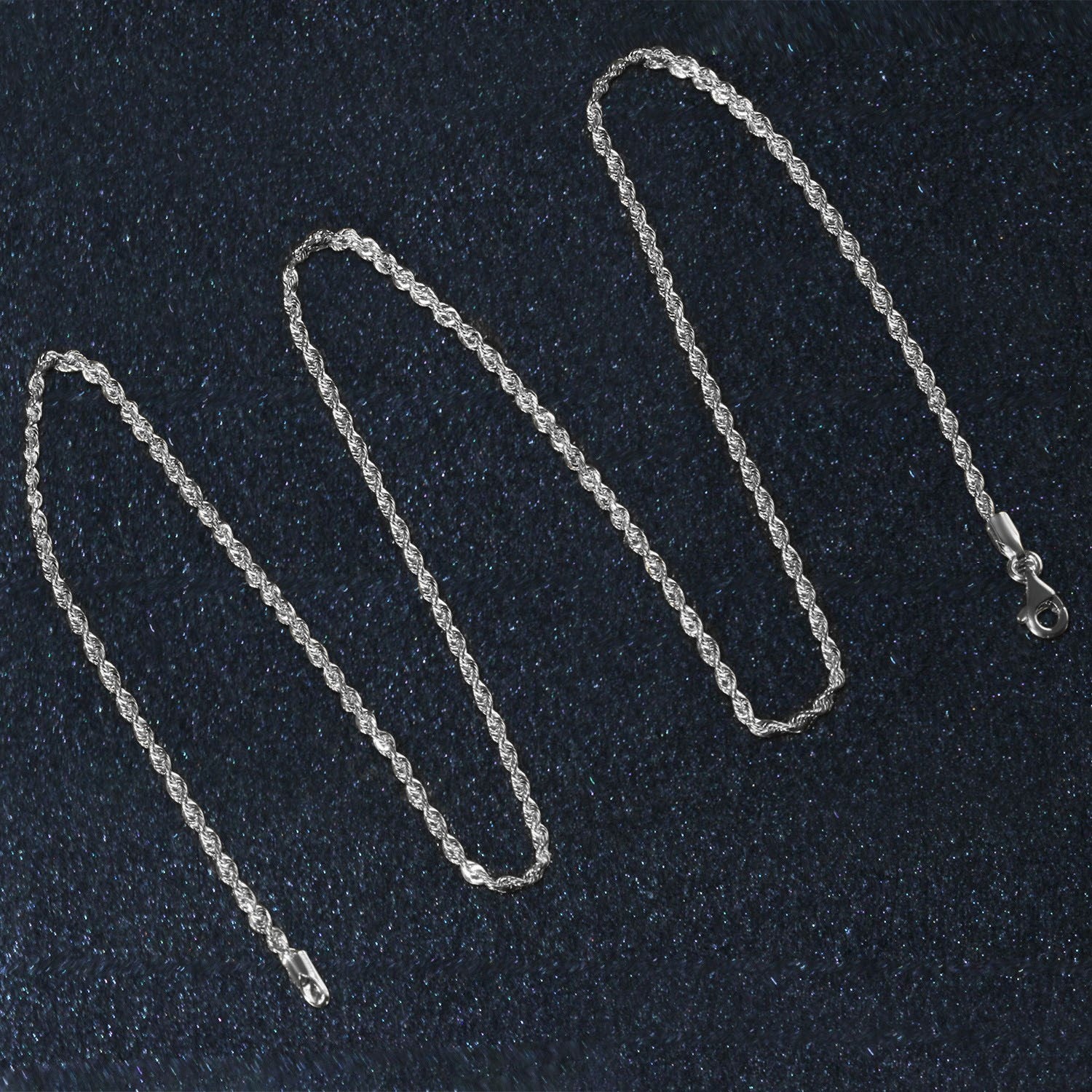 14K White Gold Solid Diamond Cut Rope Chain Necklace (1.80 mm)