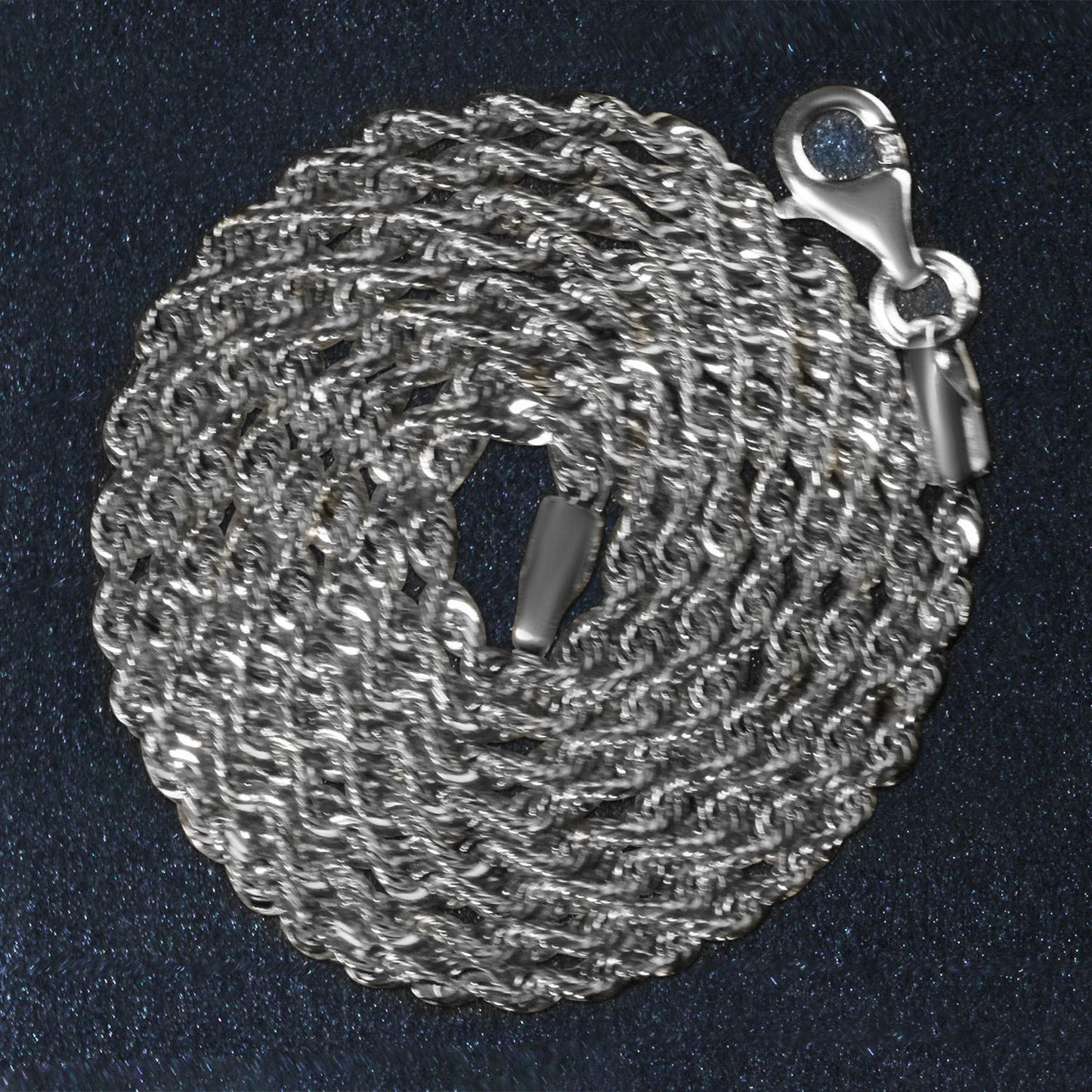 14K White Gold Solid Diamond Cut Rope Chain Necklace (1.80 mm)