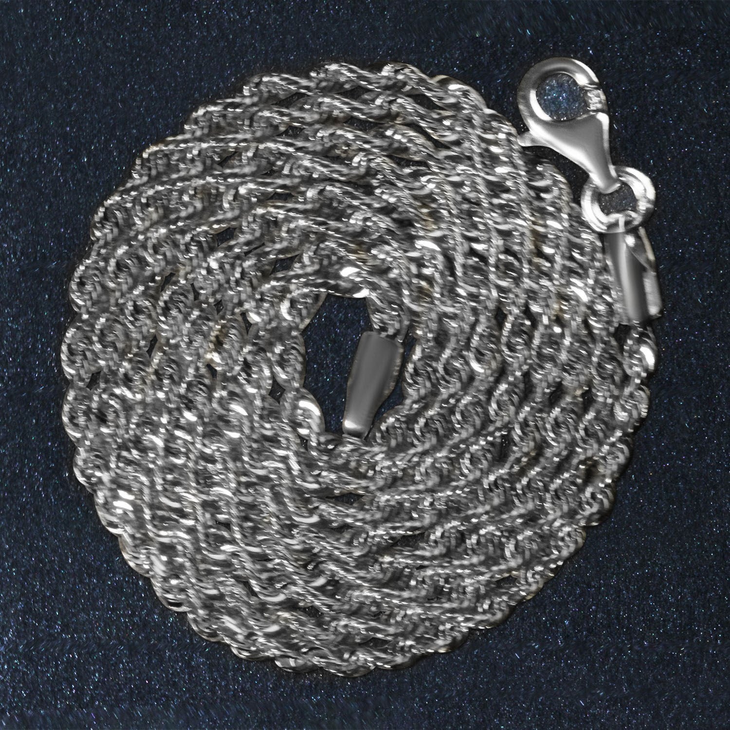 14K White Gold Solid Diamond Cut Rope Chain Necklace (1.80 mm)