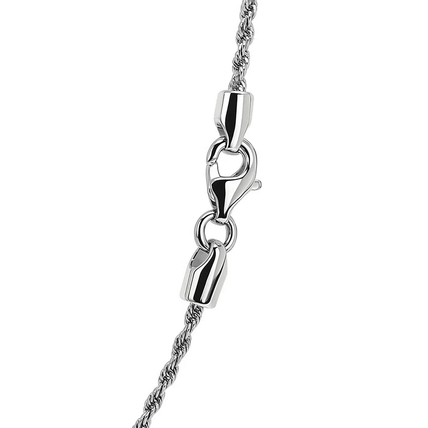 14K White Gold Solid Diamond Cut Rope Chain Necklace (1.80 mm)