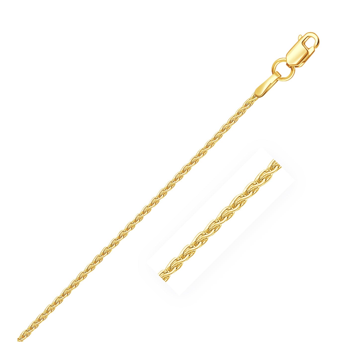 14K Yellow Gold Round Wheat Chain (1.2 mm)