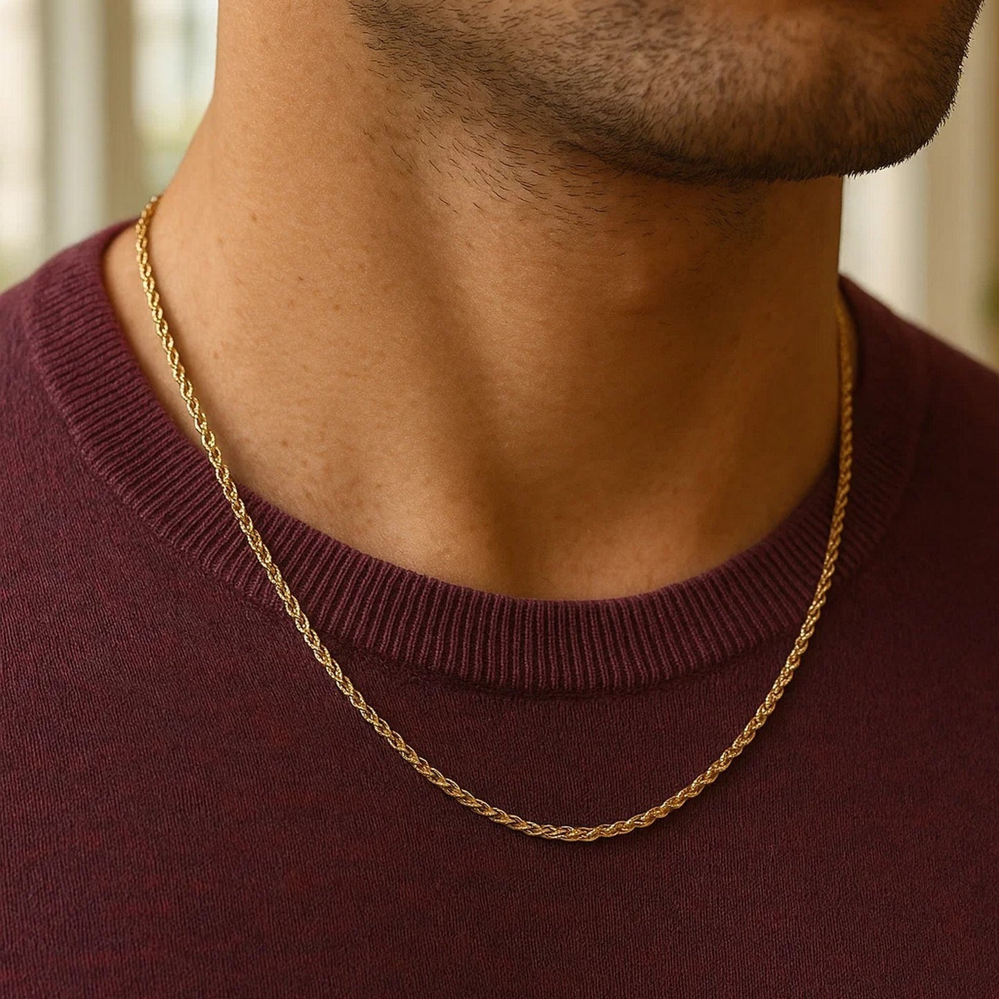 14K Yellow Gold Round Wheat Chain (1.2 mm)