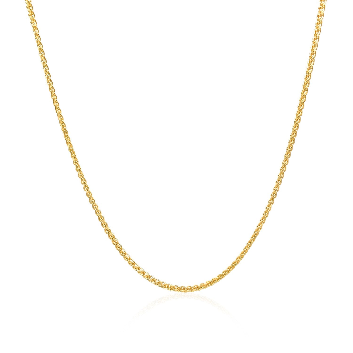 14K Yellow Gold Round Wheat Chain – 1.20mm, Solid Gold