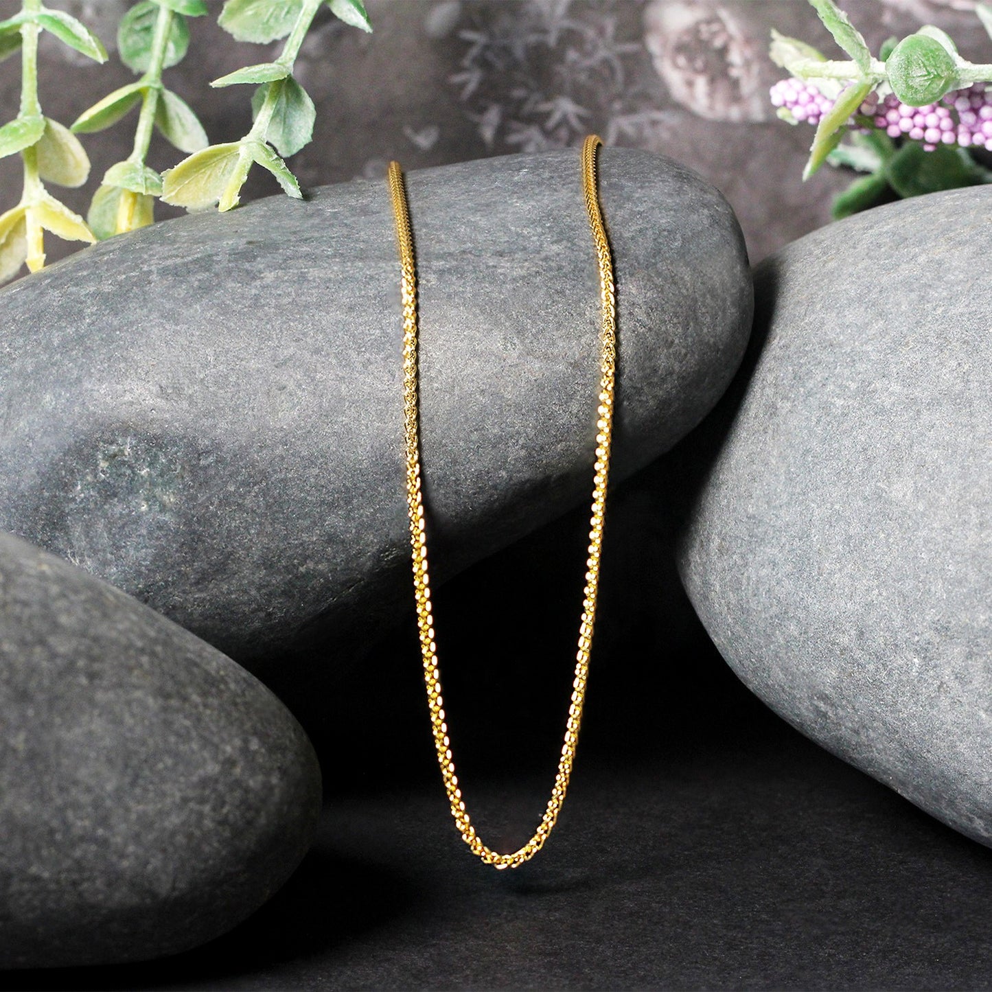 14K Yellow Gold Round Wheat Chain (1.2 mm)