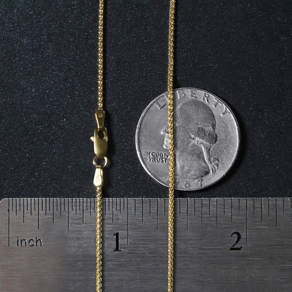 14K Yellow Gold Round Wheat Chain – 1.20mm, Solid Gold