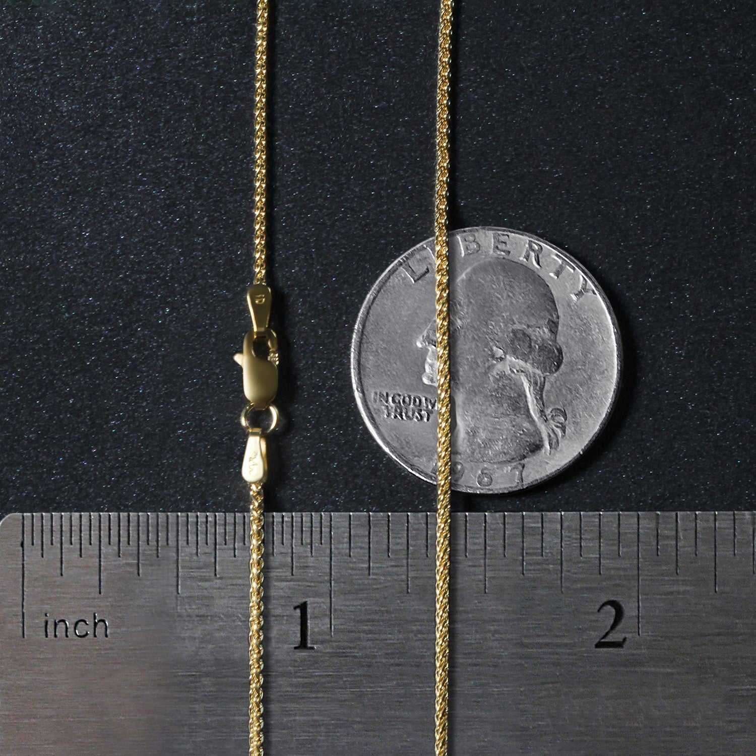 14K Yellow Gold Round Wheat Chain – 1.20mm, Solid Gold