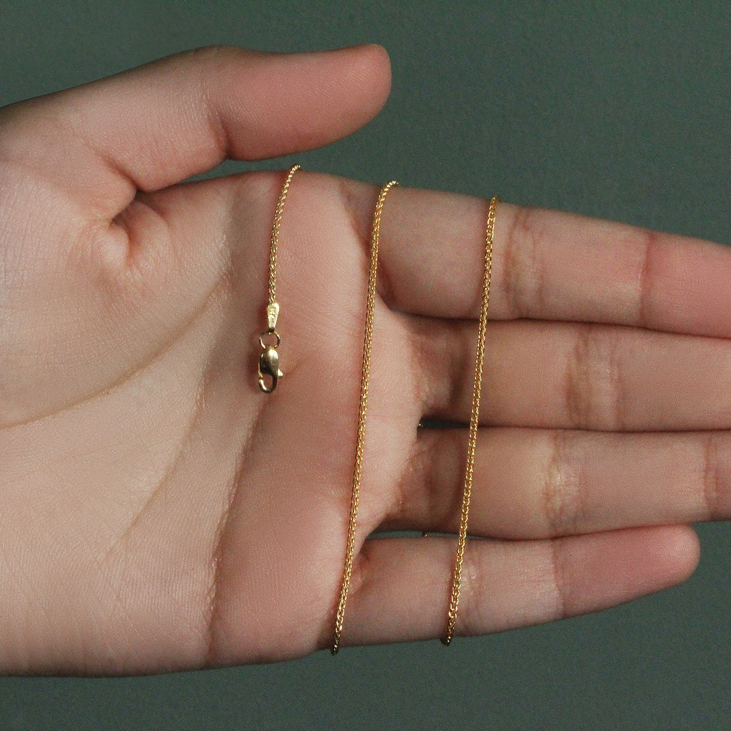 14K Yellow Gold Round Wheat Chain – 1.20mm, Solid Gold