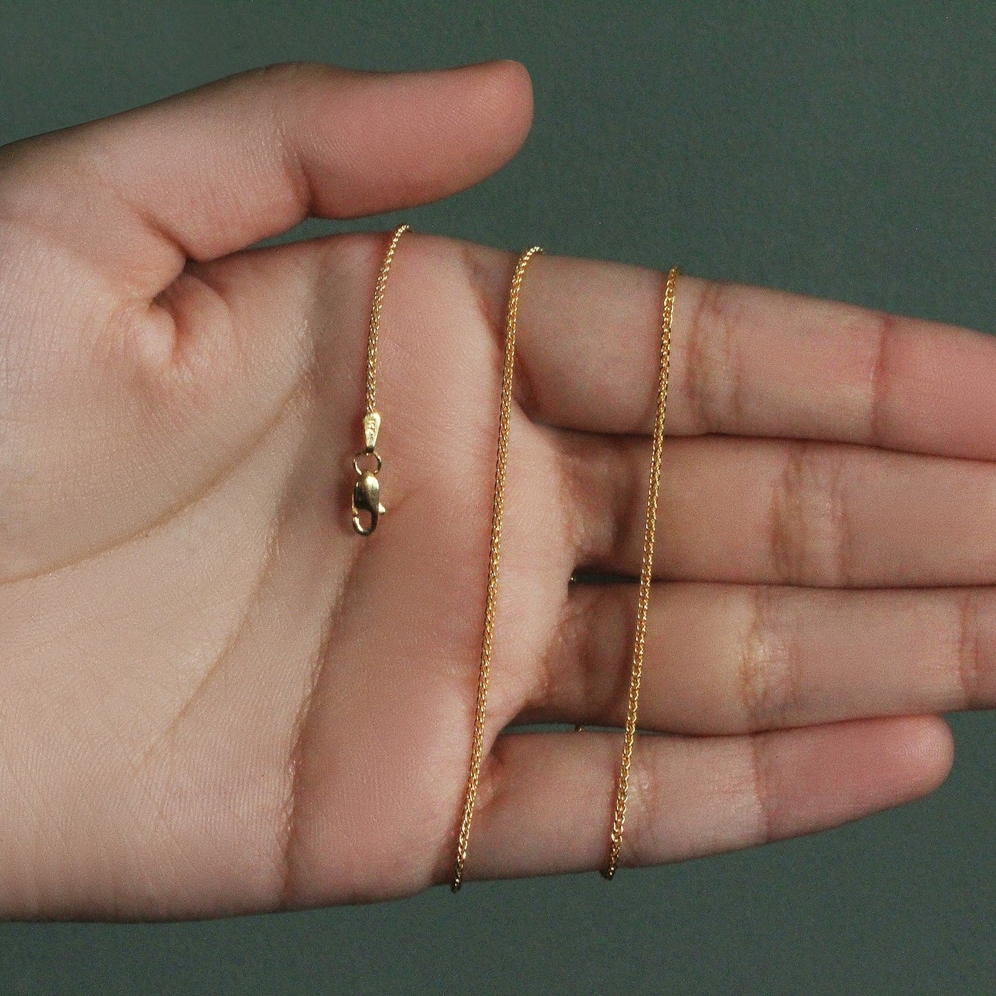 14K Yellow Gold Round Wheat Chain (1.2 mm)