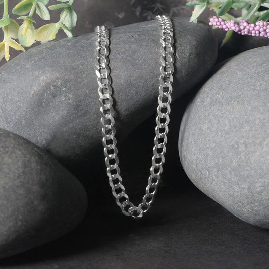 14K White Gold Solid Curb Chain (4.70mm)