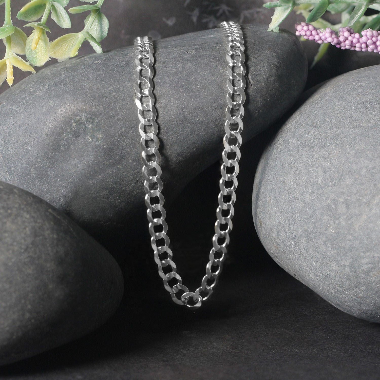 14K White Gold Solid Curb Chain (4.70mm)