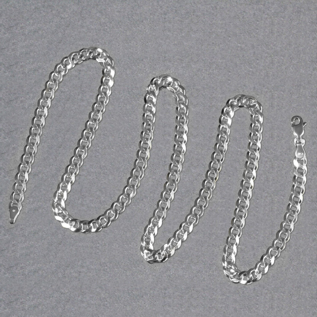 14K White Gold Solid Curb Chain (4.70mm)