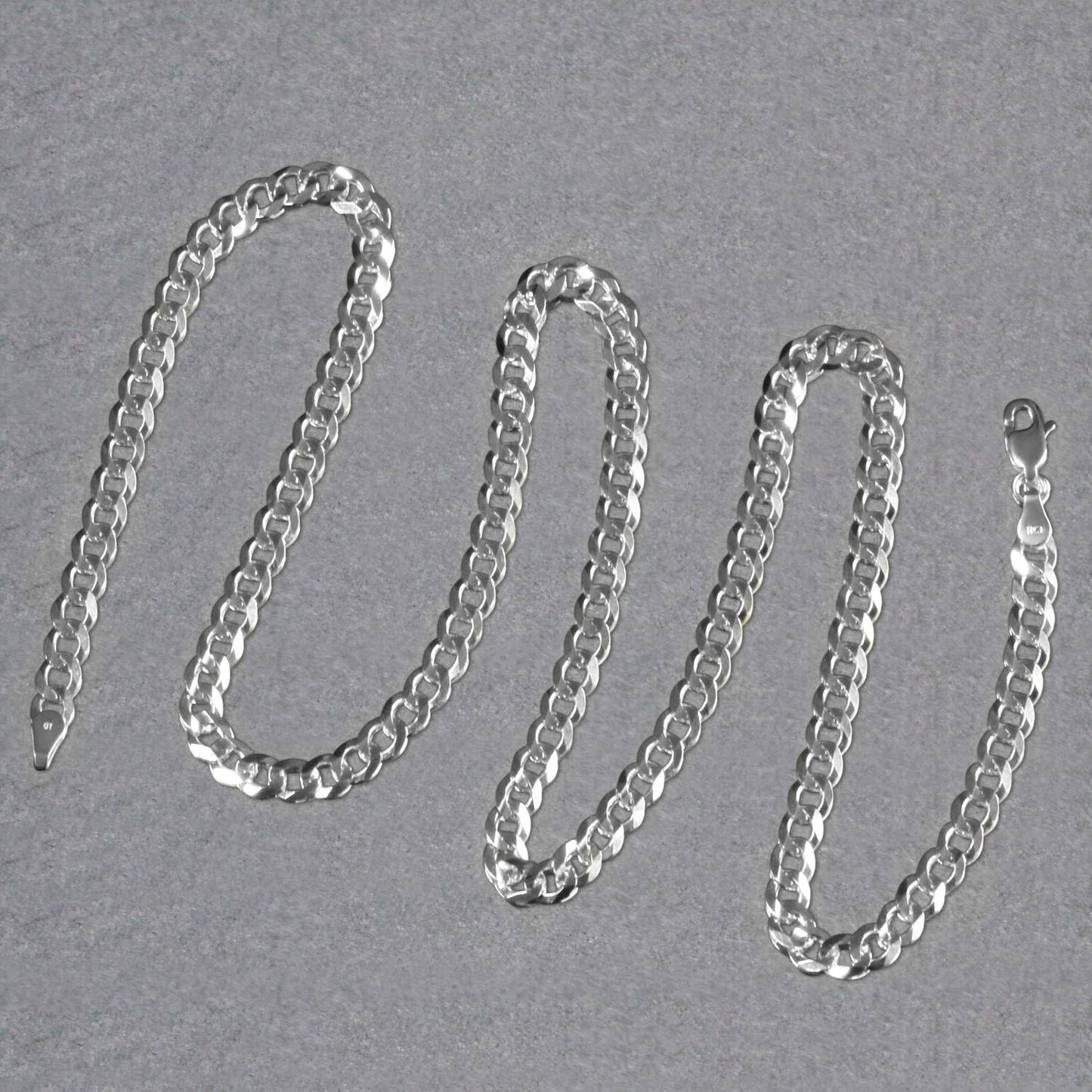 14K White Gold Solid Curb Chain (4.70mm)