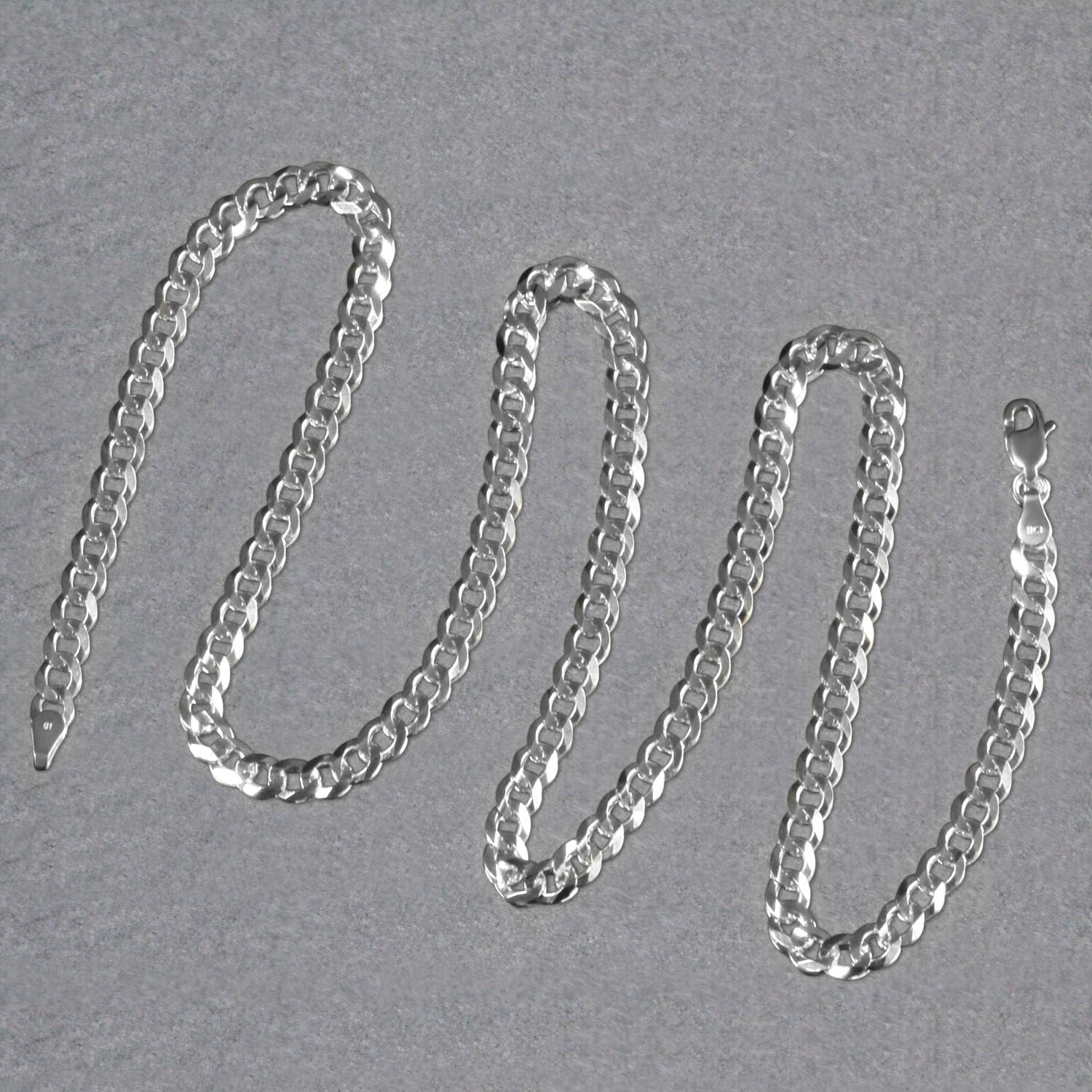 14K White Gold Solid Curb Chain (4.70mm)