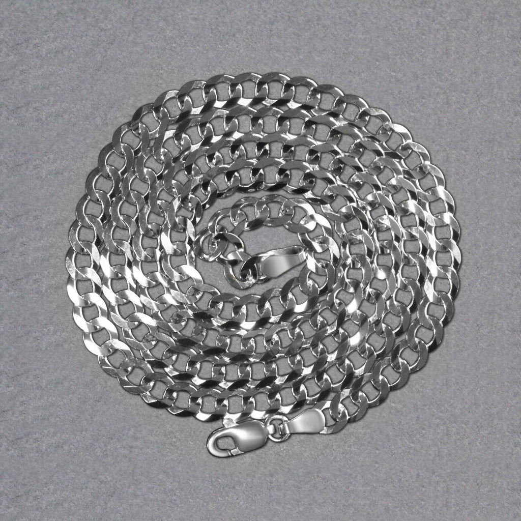 14K White Gold Solid Curb Chain (4.70mm)