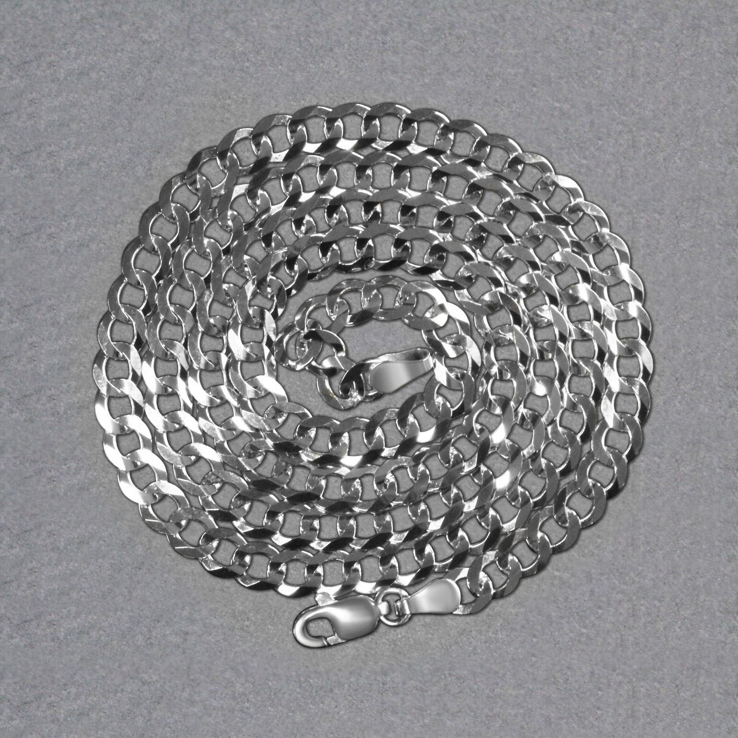 14K White Gold Solid Curb Chain (4.70mm)