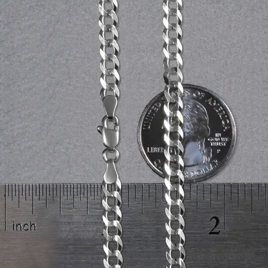 14K White Gold Solid Curb Chain (4.70mm)