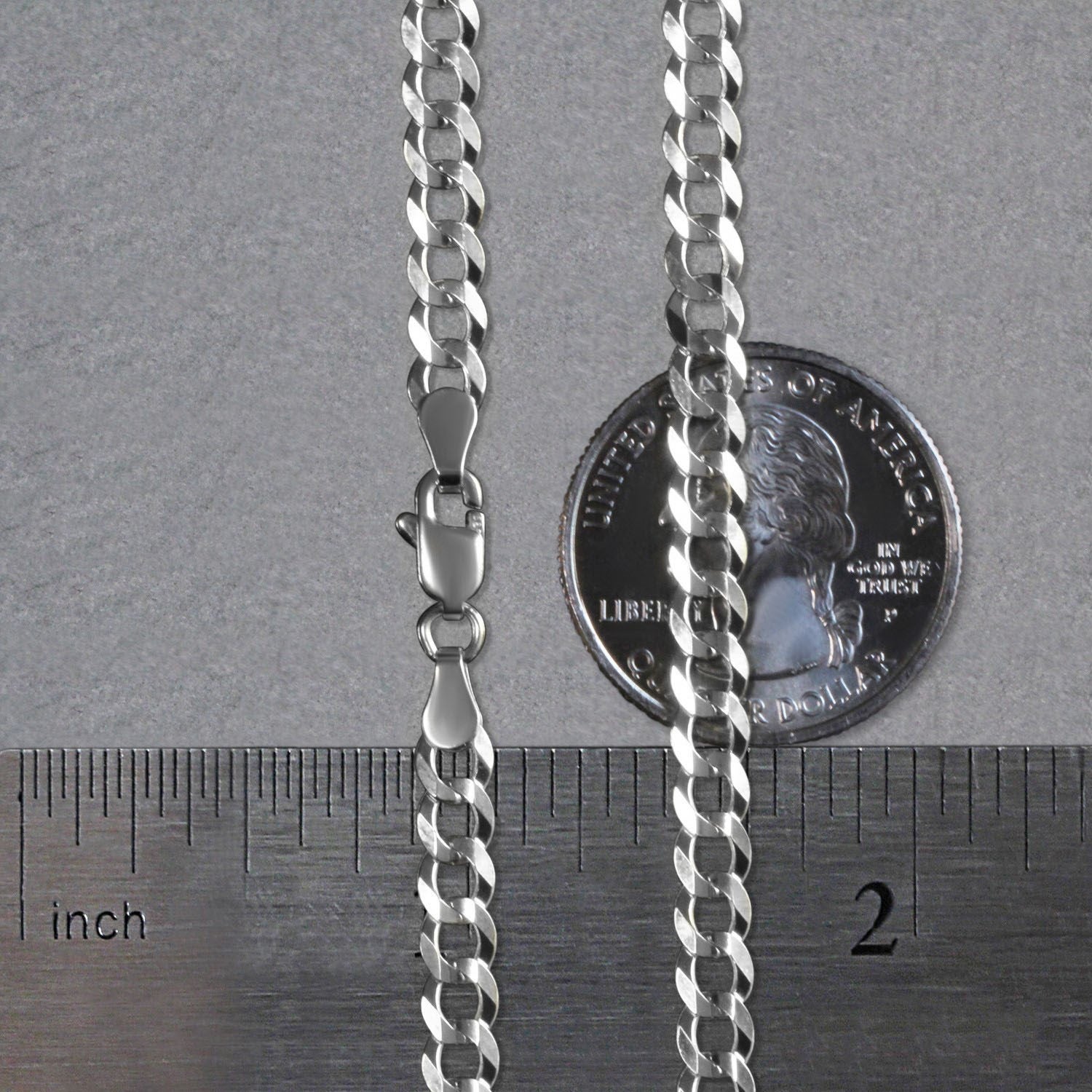 14K White Gold Solid Curb Chain (4.70mm)
