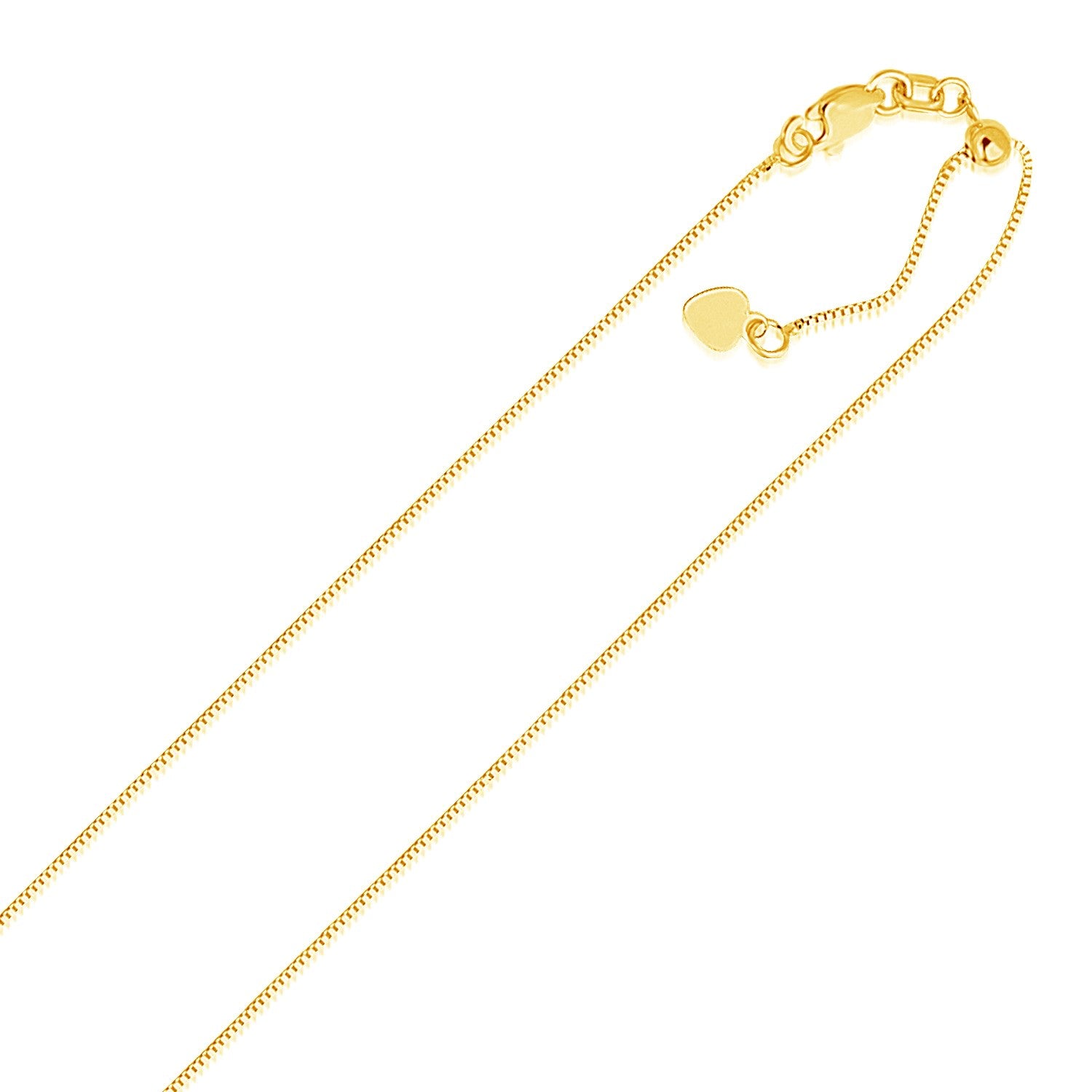 14K Yellow Gold Adjustable Box Chain Necklace (0.70mm) – True Pure Gold