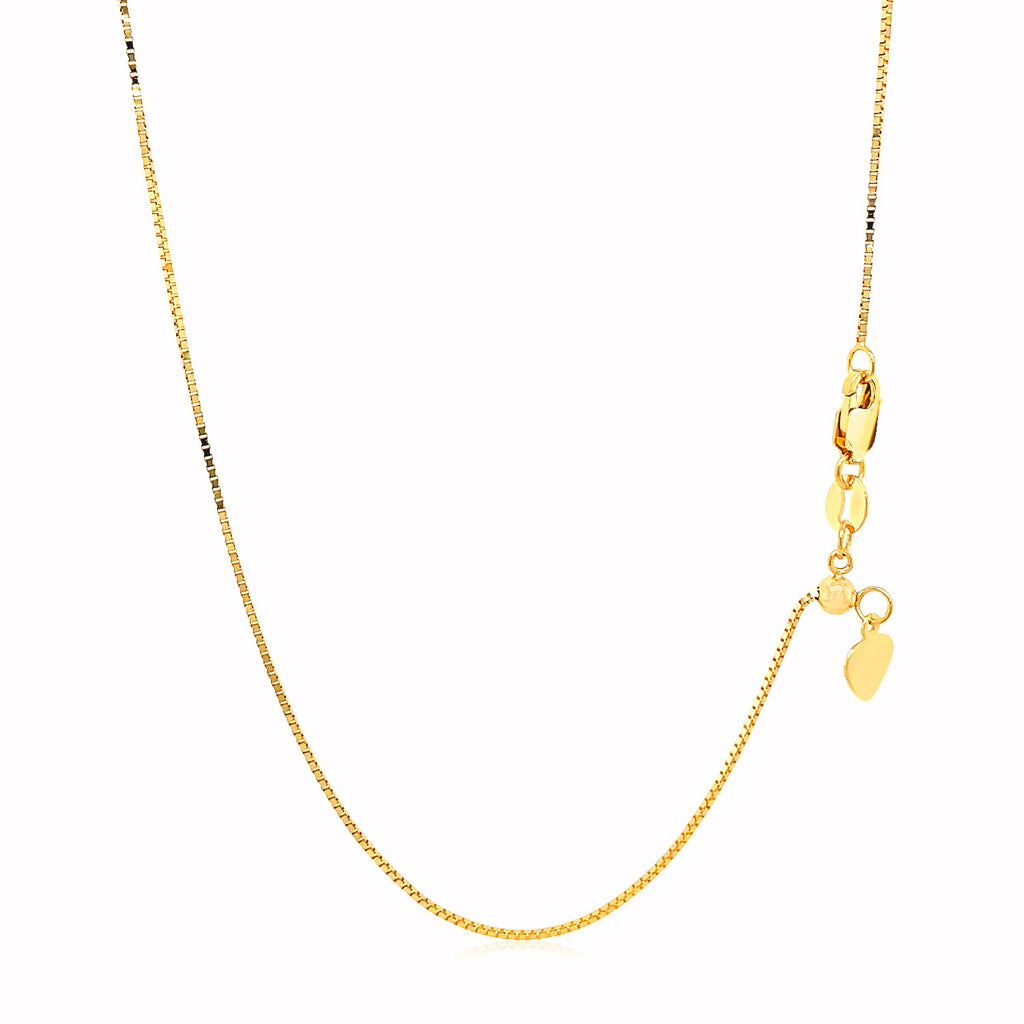 14K Yellow Gold Adjustable Box Chain Necklace (0.70mm) – True Pure Gold