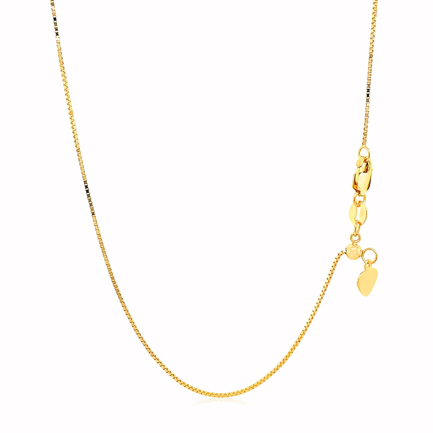 14K Yellow Gold Adjustable Box Chain Necklace (0.70mm) – True Pure Gold
