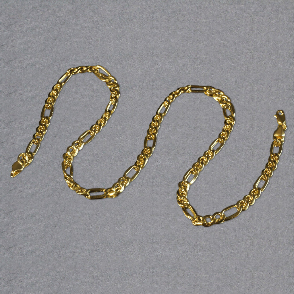14K Yellow Gold Lite Figaro Chain – 5.60mm, Solid Gold