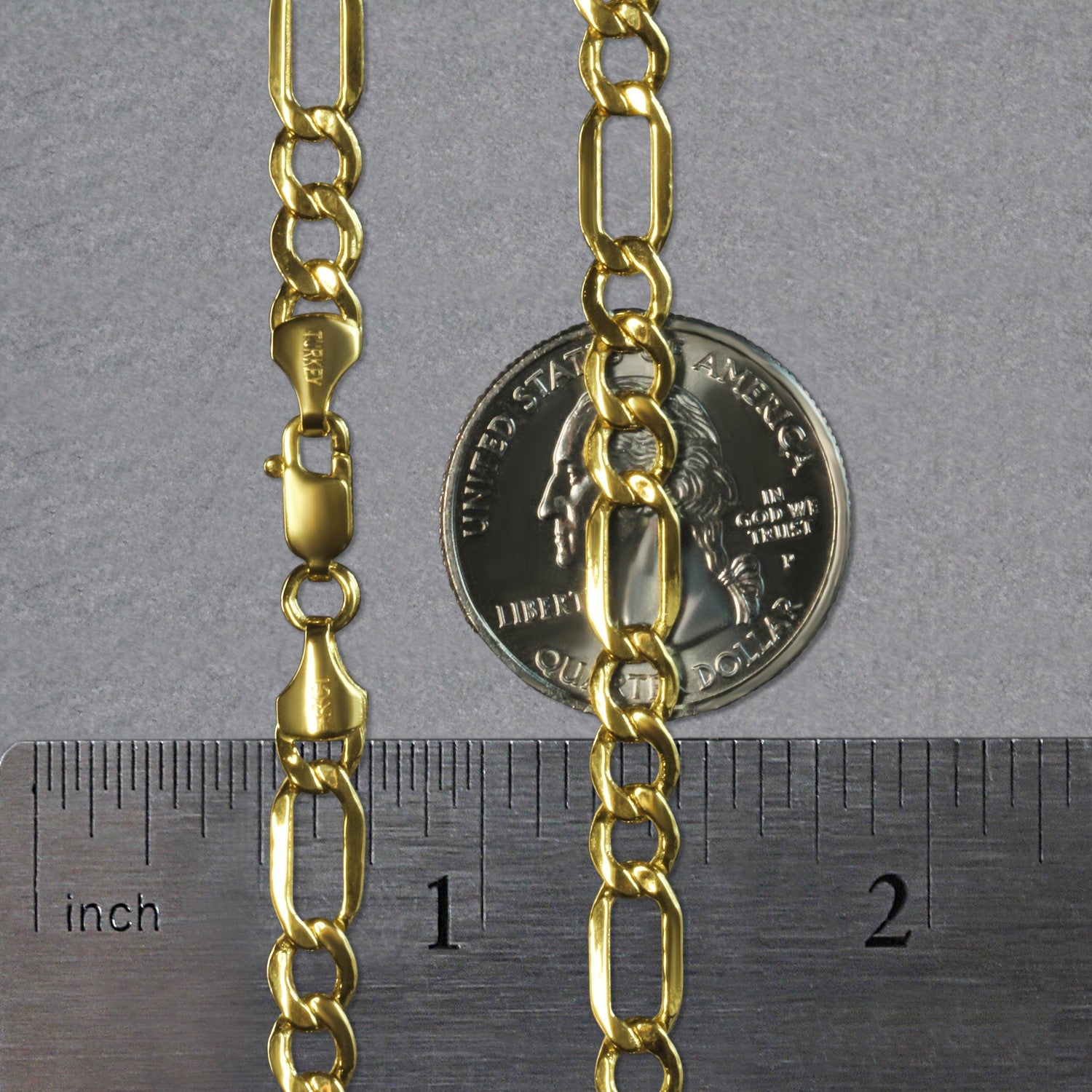 14K Yellow Gold Lite Figaro Chain – 5.60mm, Solid Gold