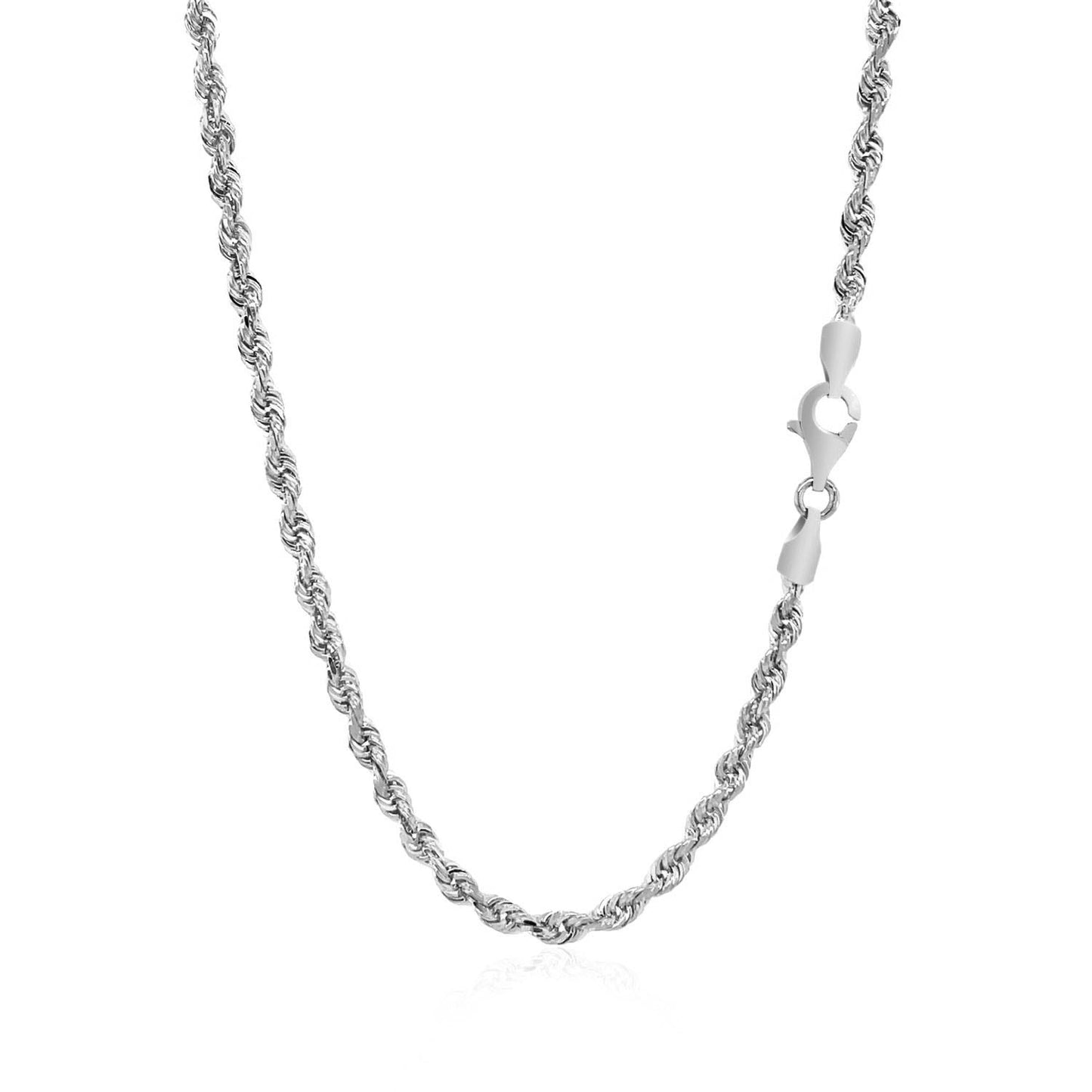 14K White Gold Solid Diamond Cut Rope Chain Necklace (3.00 mm)