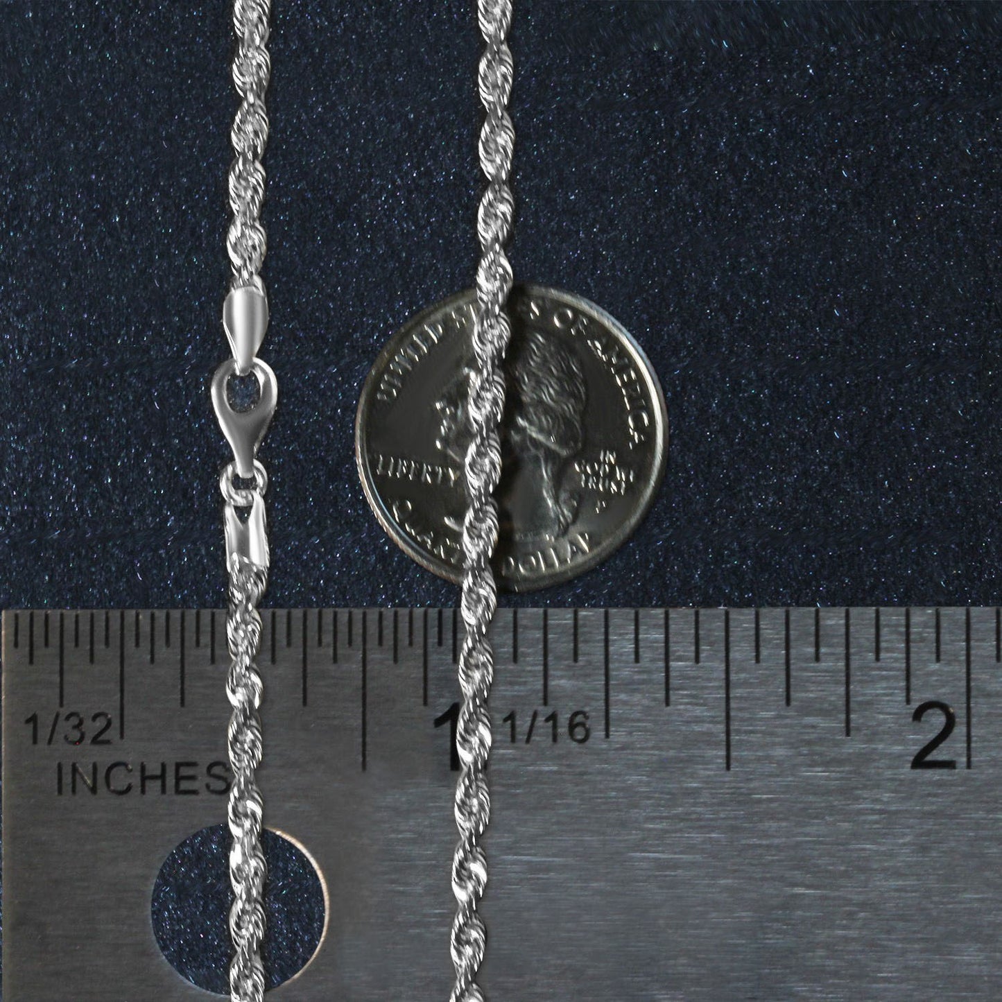 14K White Gold Solid Diamond Cut Rope Chain Necklace (3.00 mm)