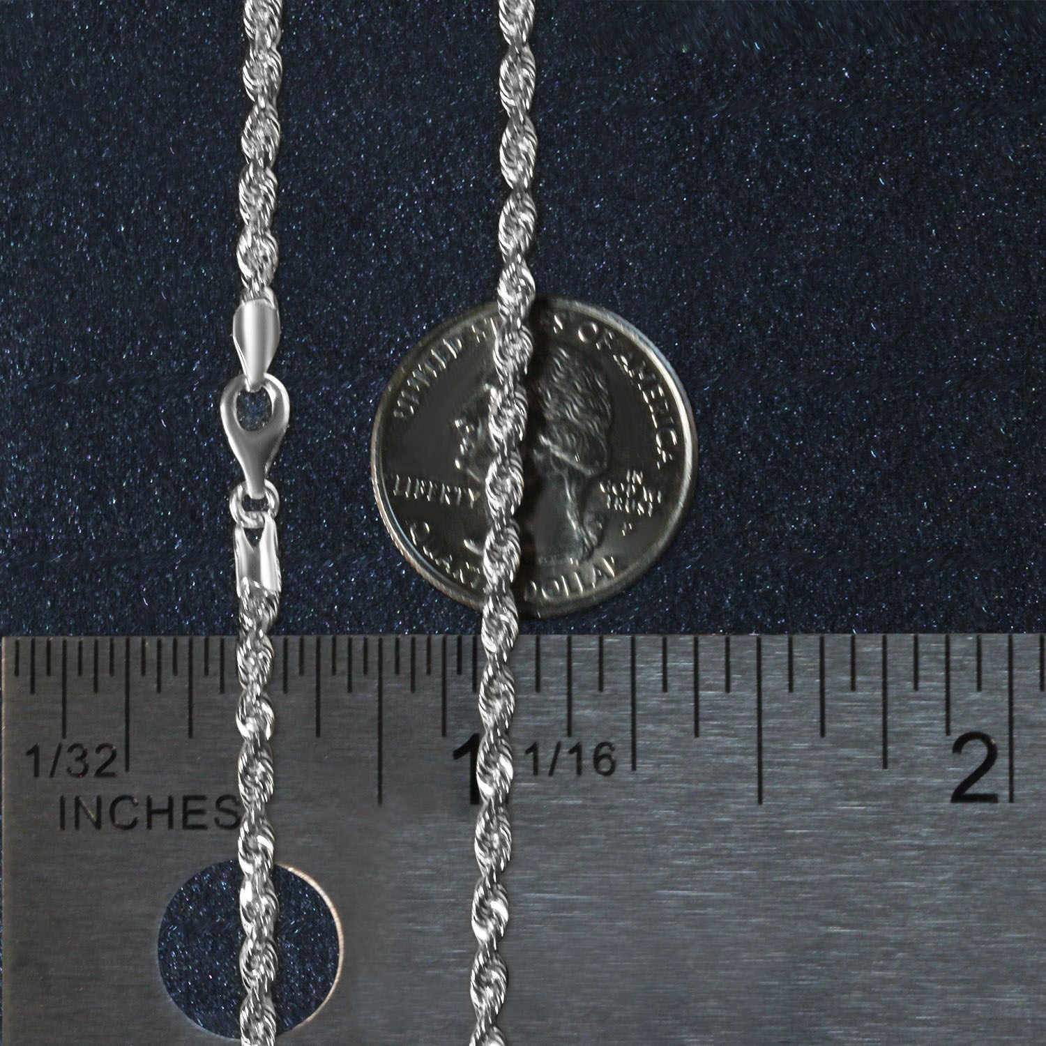 14K White Gold Solid Diamond Cut Rope Chain Necklace (3.00 mm)