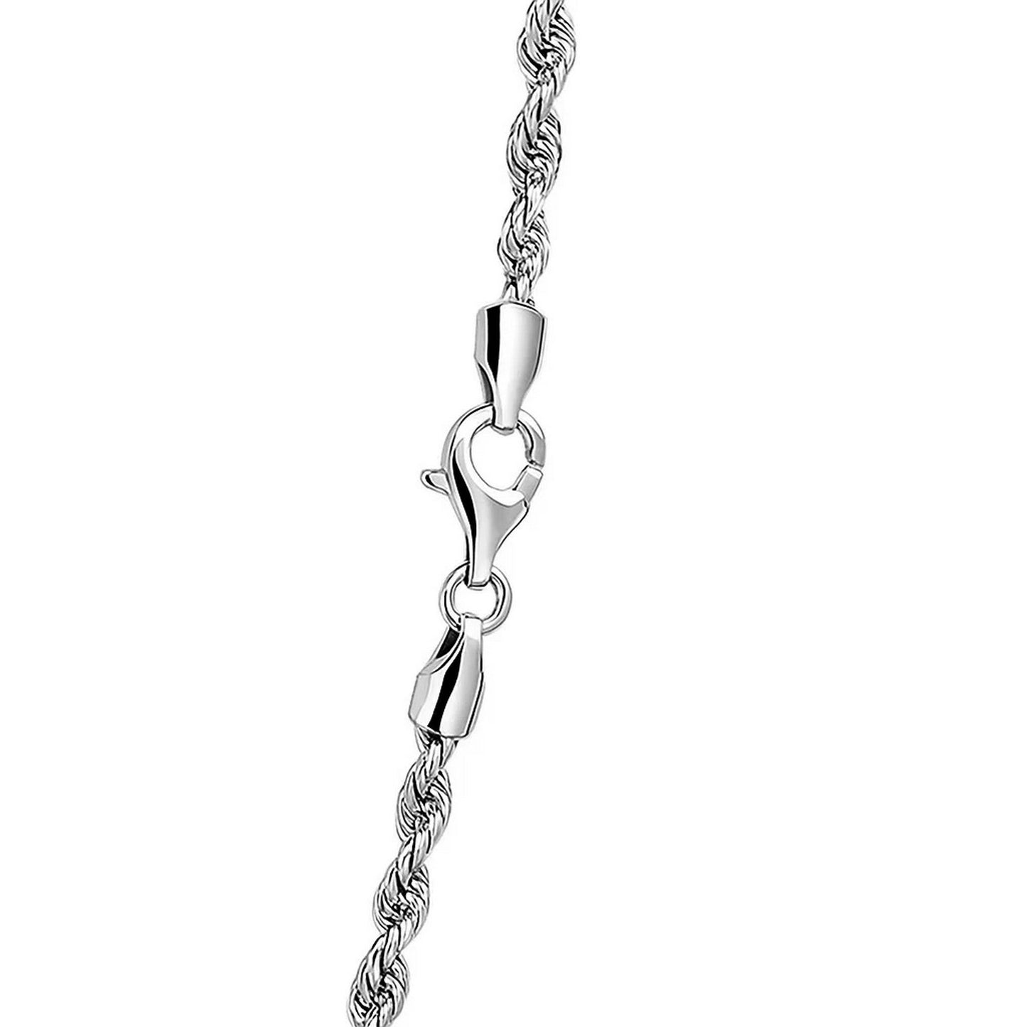 14K White Gold Solid Diamond Cut Rope Chain Necklace (3.00 mm)