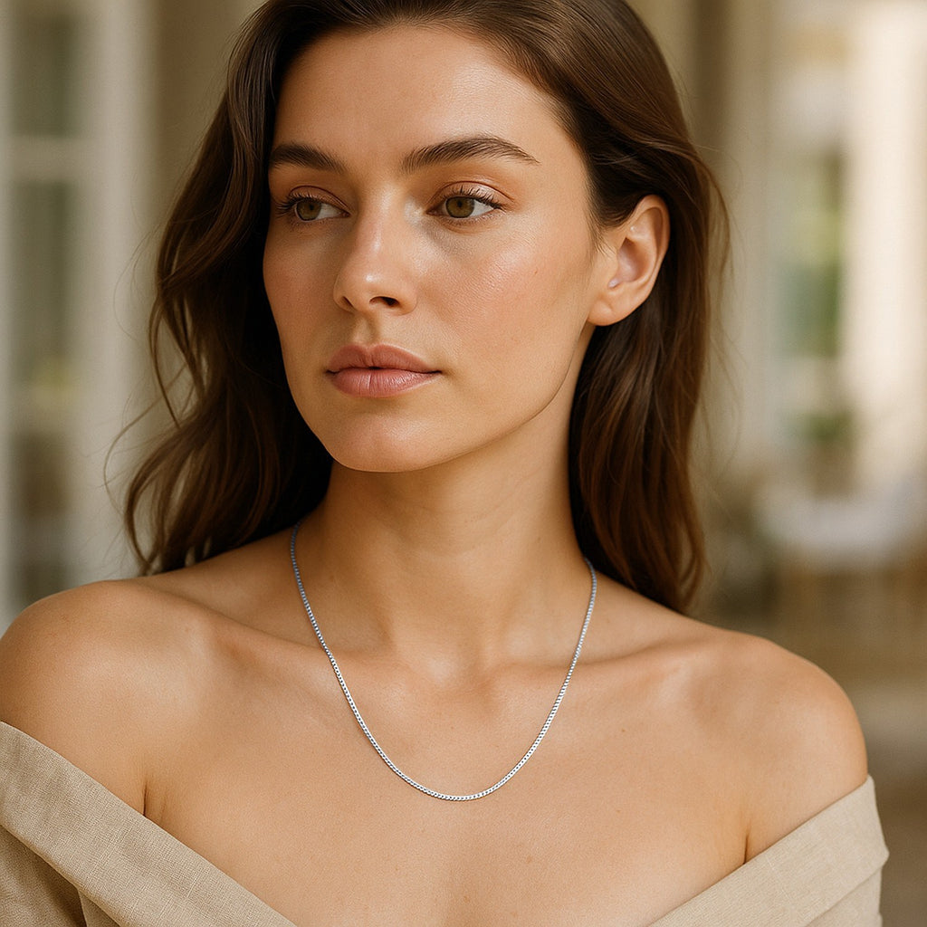 14K White Gold Classic Box Chain Necklace (0.60mm) – True Pure Gold