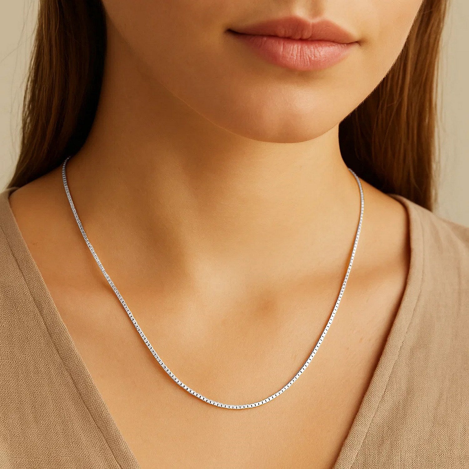 14K White Gold Classic Box Chain Necklace (0.60mm) – True Pure Gold