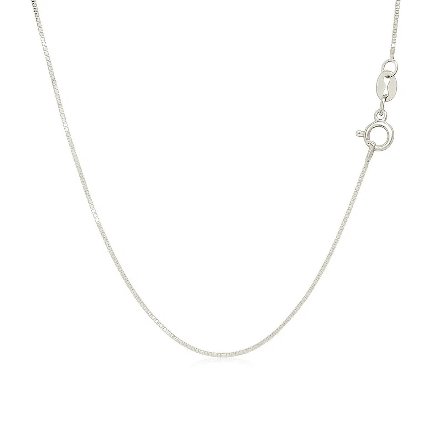 14K White Gold Classic Box Chain Necklace (0.60mm) – True Pure Gold