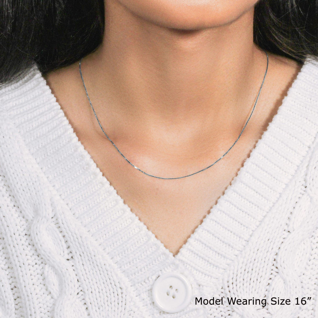 14K White Gold Classic Box Chain Necklace (0.60mm) – True Pure Gold