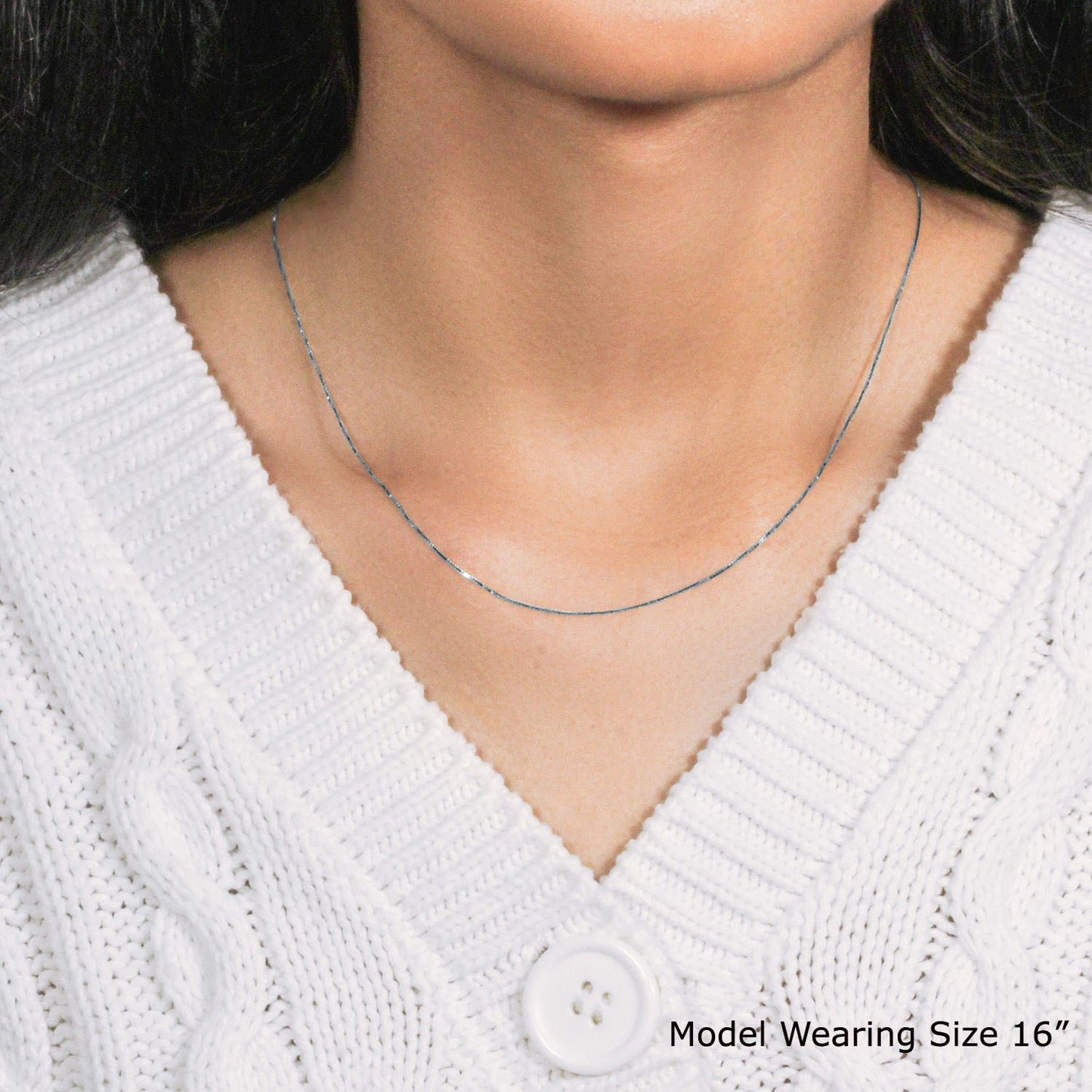 14k White Gold Classic Box Chain (0.60 mm)
