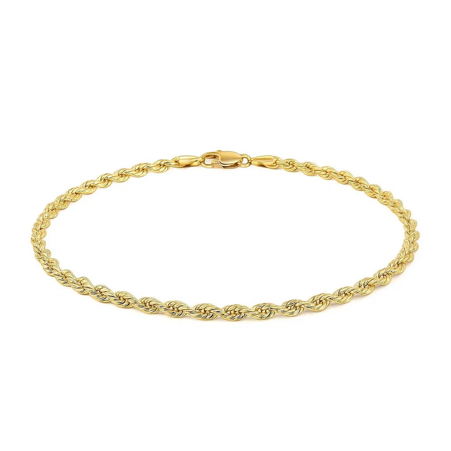 14K Yellow Gold Solid Diamond Cut Rope Bracelet (2.50 mm)