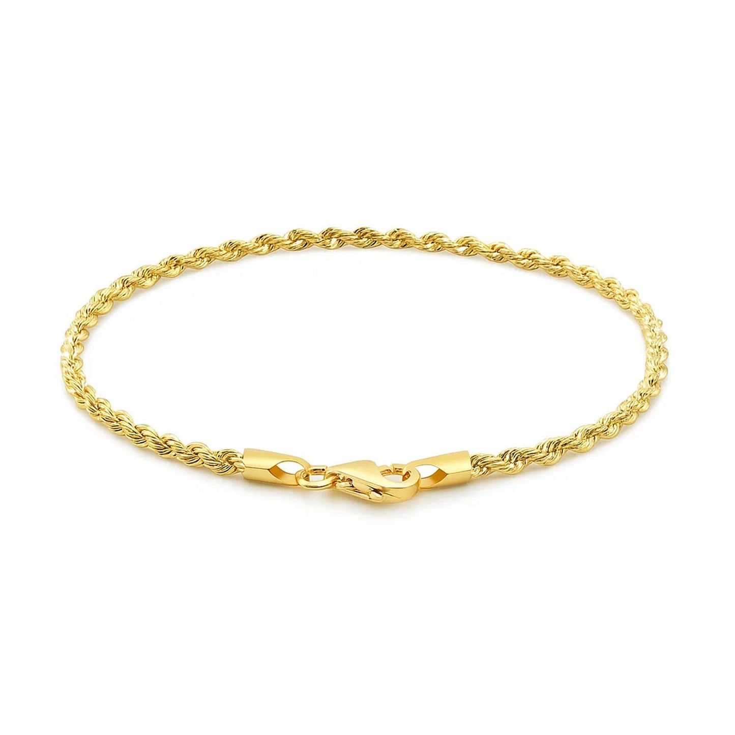 14K Yellow Gold Solid Diamond Cut Rope Bracelet (2.50 mm)
