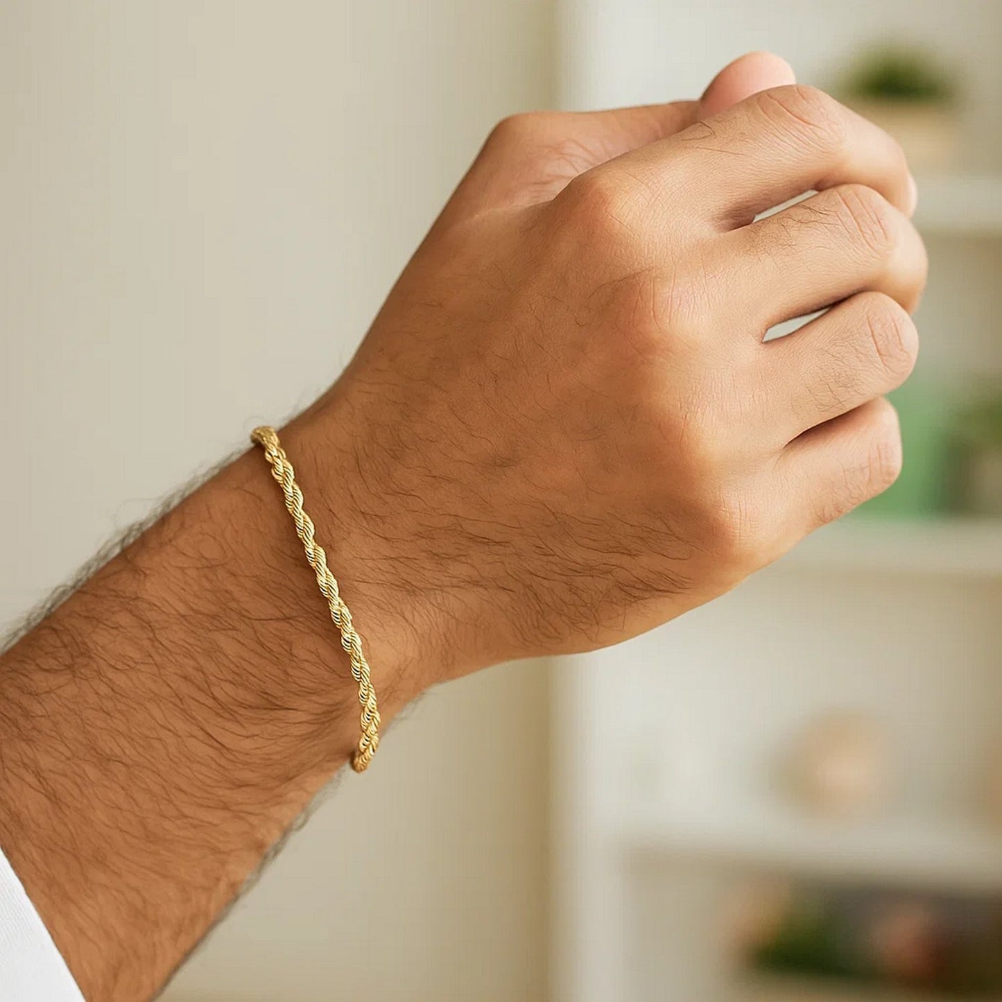 14K Yellow Gold Solid Diamond Cut Rope Bracelet (2.50 mm)
