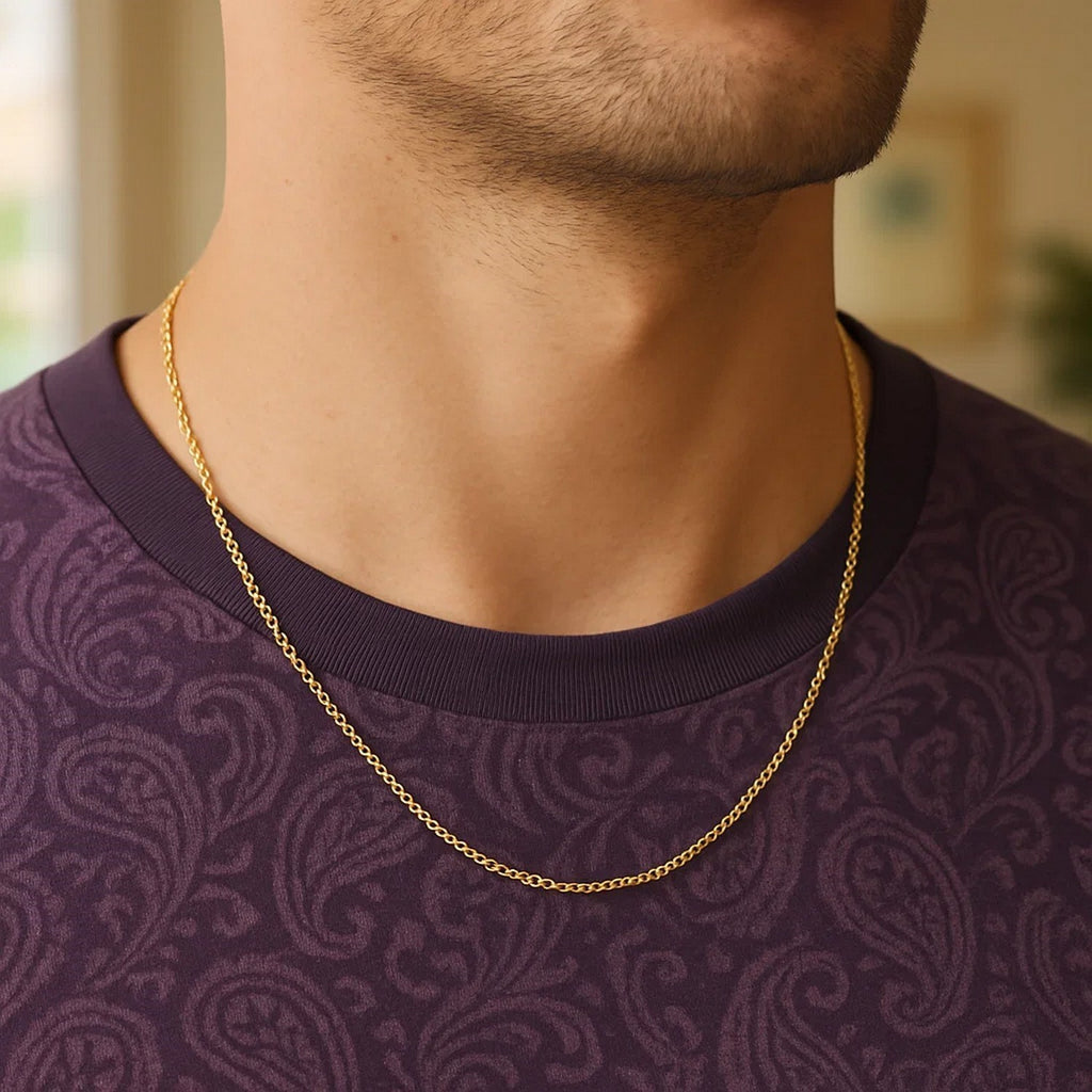 14K Yellow Gold Diamond Cut Rolo Chain – 1.10mm, Solid Gold