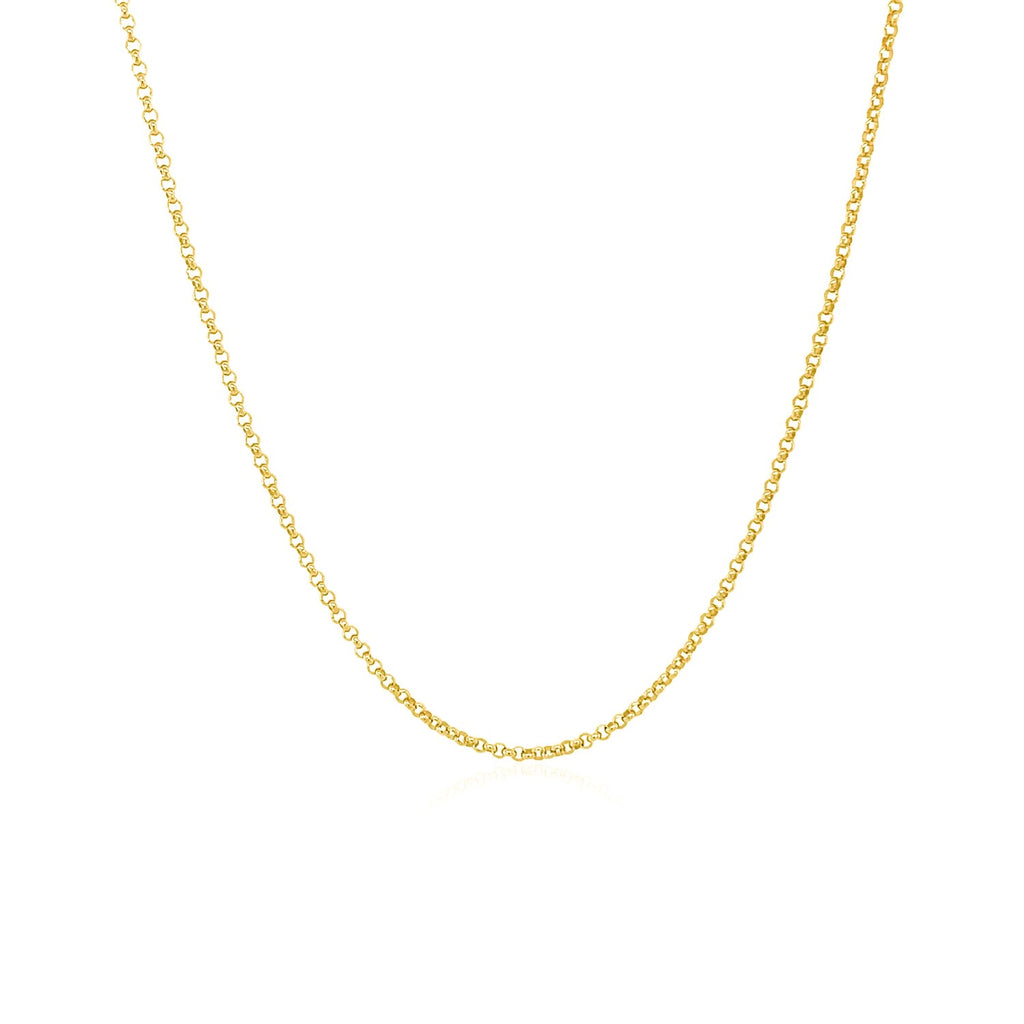 14K Yellow Gold Diamond Cut Rolo Chain – 1.10mm, Solid Gold