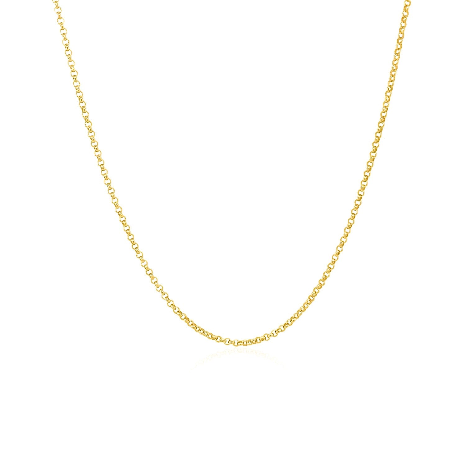 14K Yellow Gold Diamond Cut Rolo Chain – 1.10mm, Solid Gold