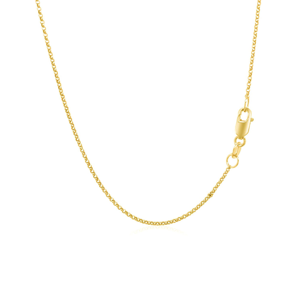 14K Yellow Gold Diamond Cut Rolo Chain – 1.10mm, Solid Gold