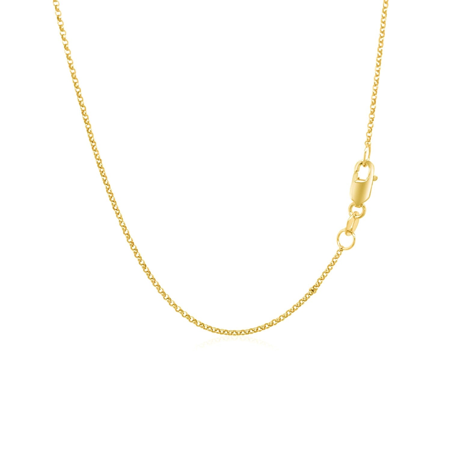 14K Yellow Gold Diamond Cut Rolo Chain – 1.10mm, Solid Gold