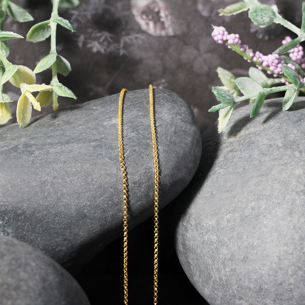 14K Yellow Gold Diamond Cut Rolo Chain – 1.10mm, Solid Gold
