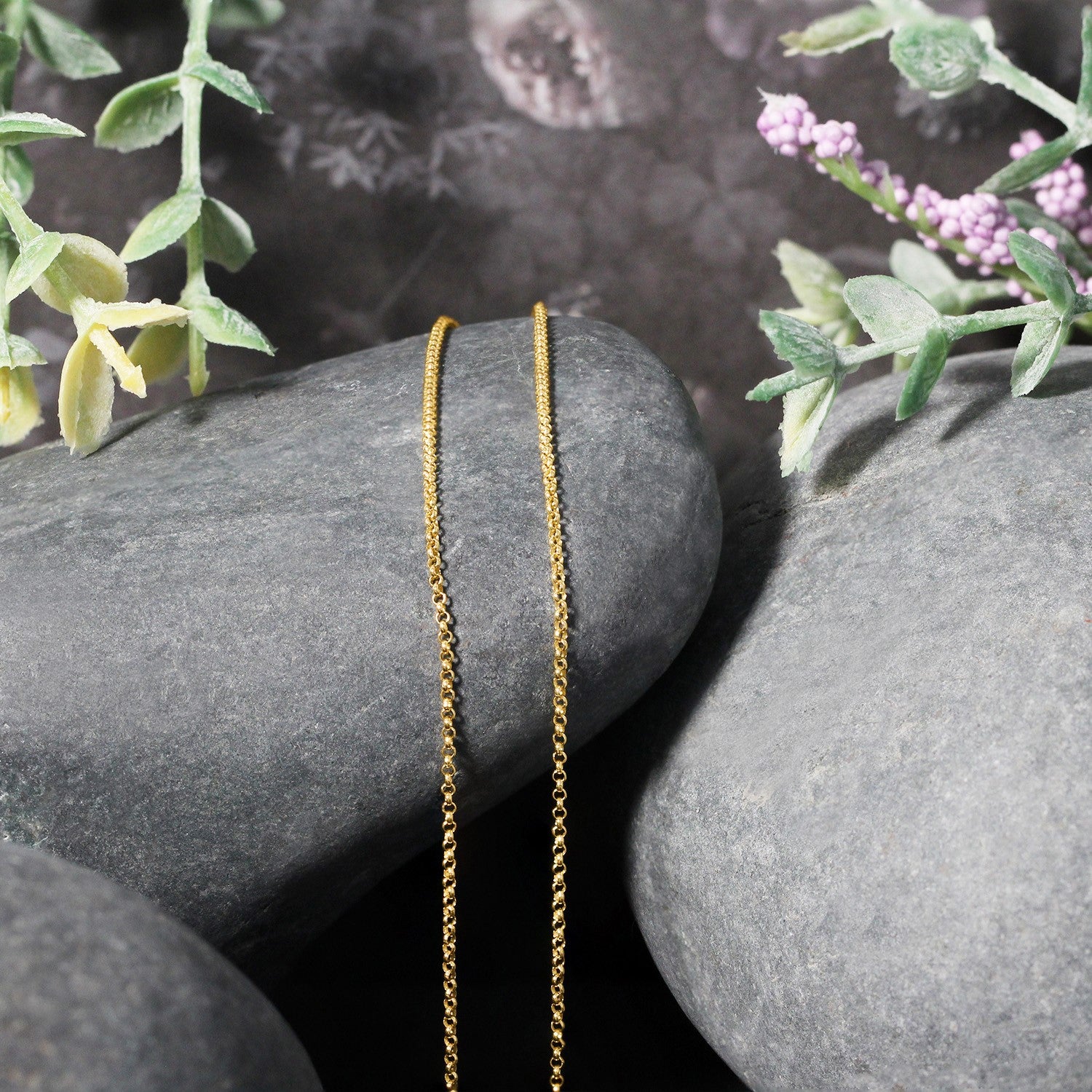 14K Yellow Gold Diamond Cut Rolo Chain – 1.10mm, Solid Gold