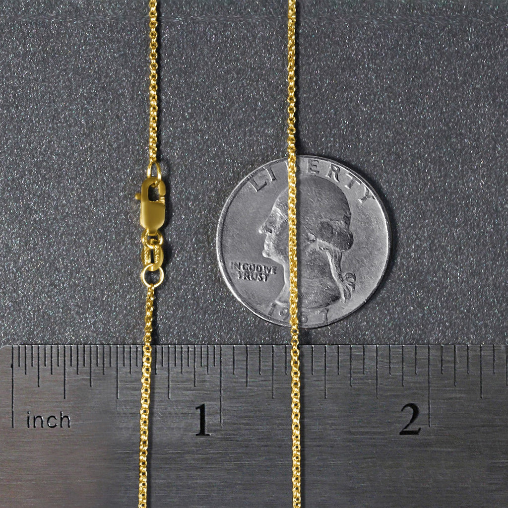 14K Yellow Gold Diamond Cut Rolo Chain – 1.10mm, Solid Gold