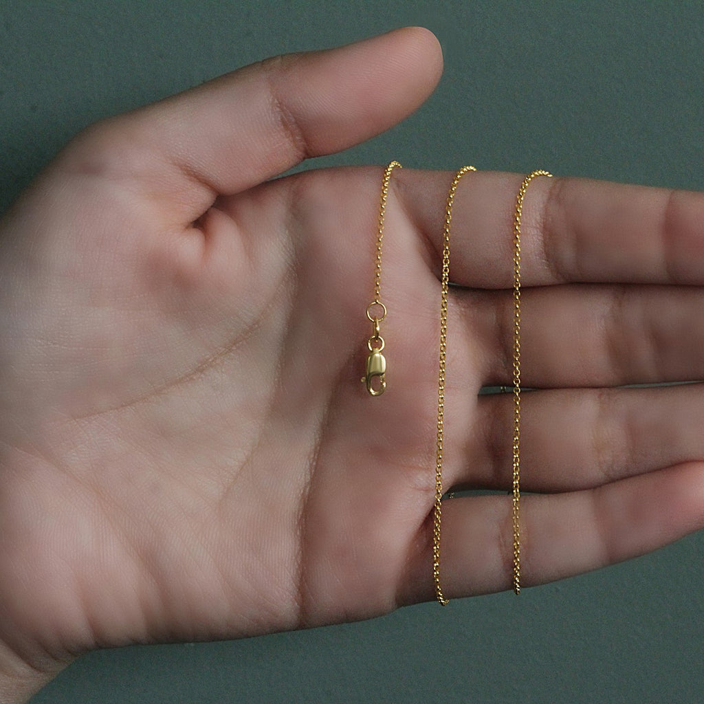 14K Yellow Gold Diamond Cut Rolo Chain – 1.10mm, Solid Gold