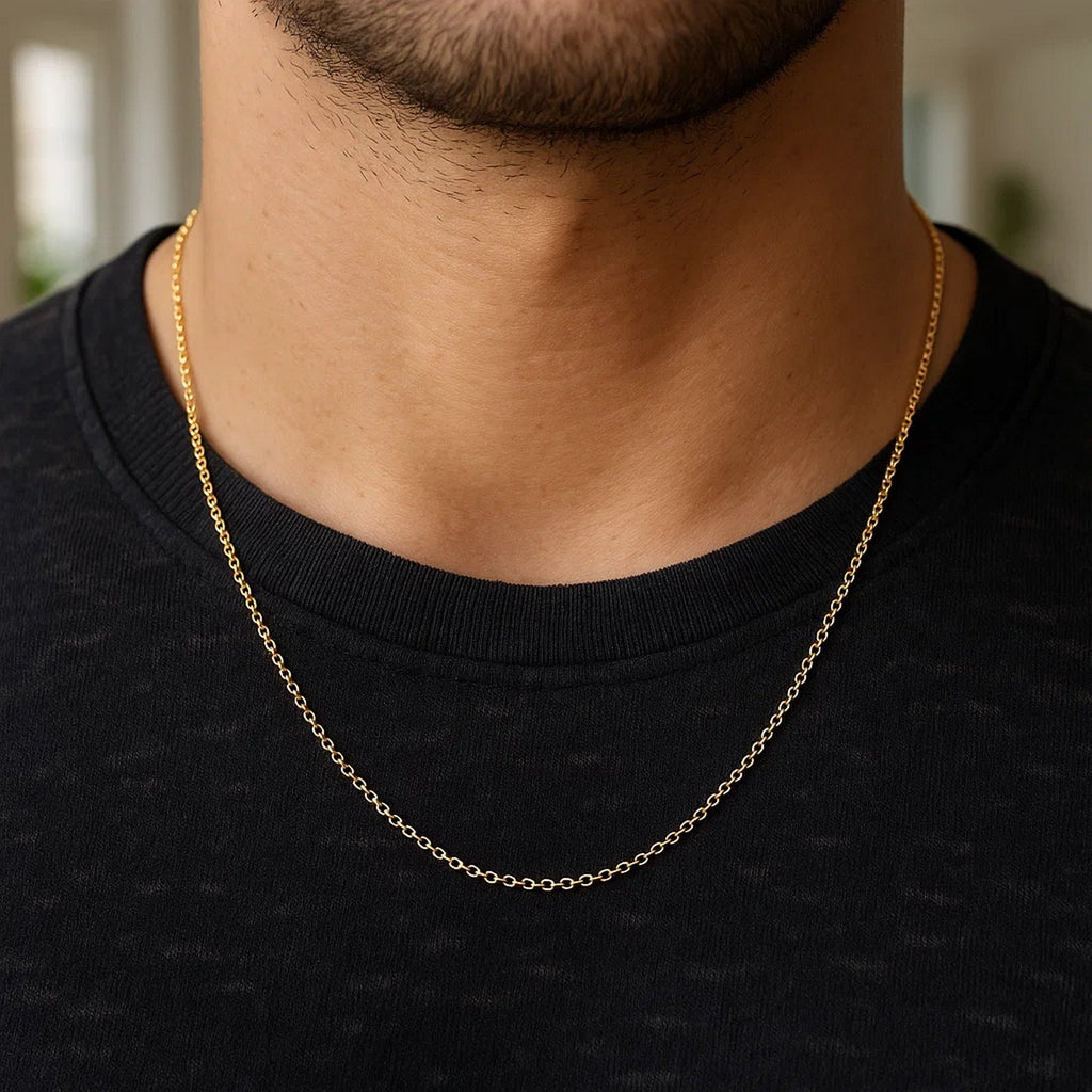 14K Yellow Gold Diamond Cut Rolo Chain – 1.10mm, Solid Gold