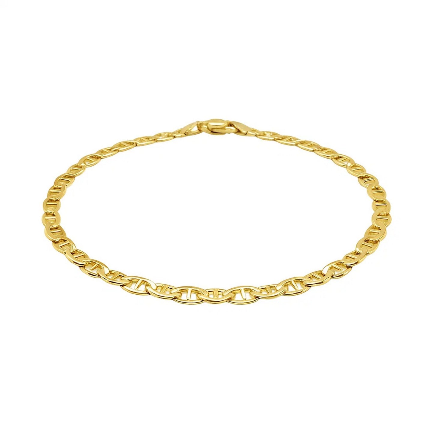 3.2mm 14k Yellow Gold Mariner Link Anklet